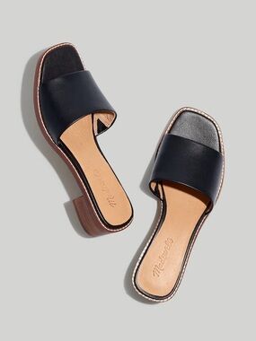 Madewell The Cassidy Black Leather Slide Sandals